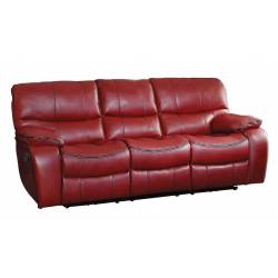 Pecos Double Reclining Sofa - Leather Gel Match - Red